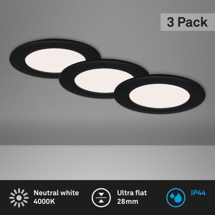 Brilo - SADA 3x LED Koupelnové podhledové svítidlo FLAT LED/7W/230V IP44