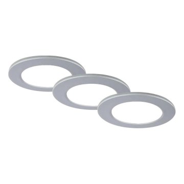 Brilo - SADA 3x LED Koupelnové podhledové svítidlo LED/4W/230V IP44 3000/4000K stříbrná