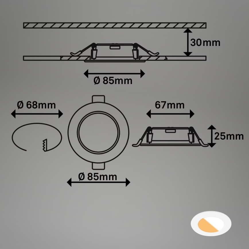 Brilo - SADA 3x LED Koupelnové podhledové svítidlo LED/4W/230V IP44 3000/4000K bílá