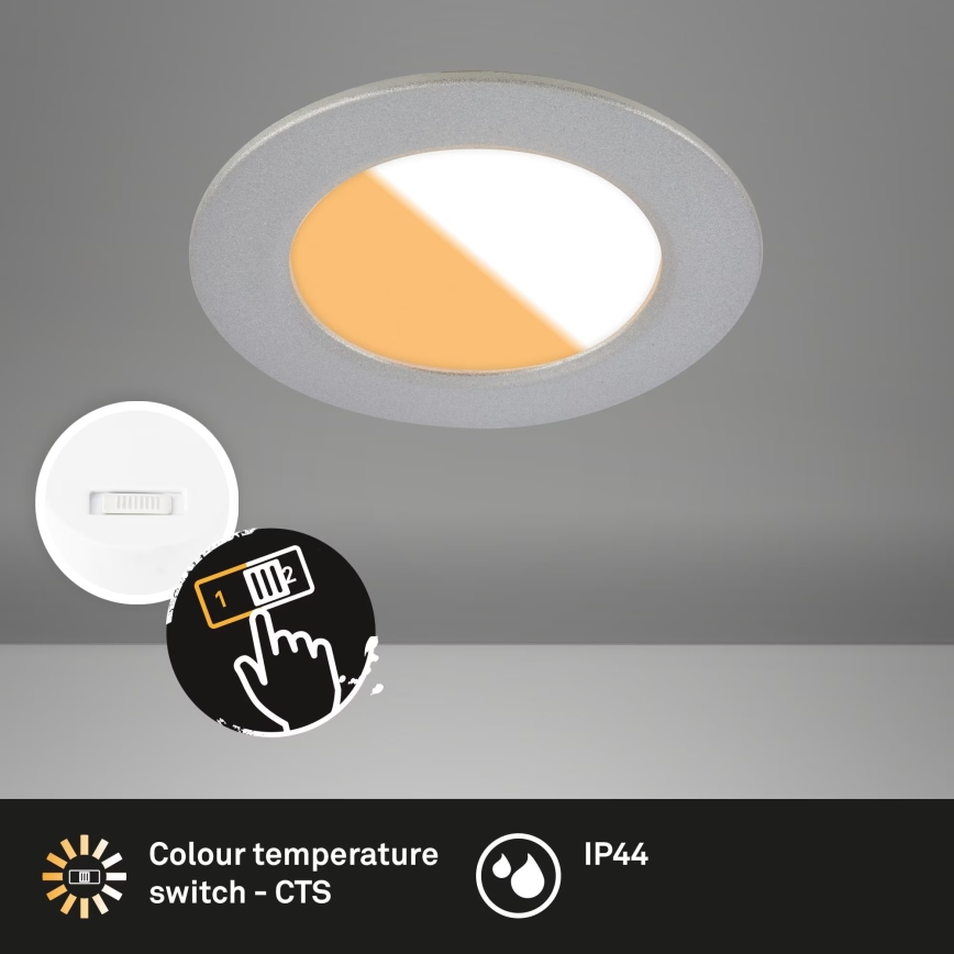 Brilo - SADA 3x LED Koupelnové podhledové svítidlo LED/4W/230V IP44 3000/4000K stříbrná