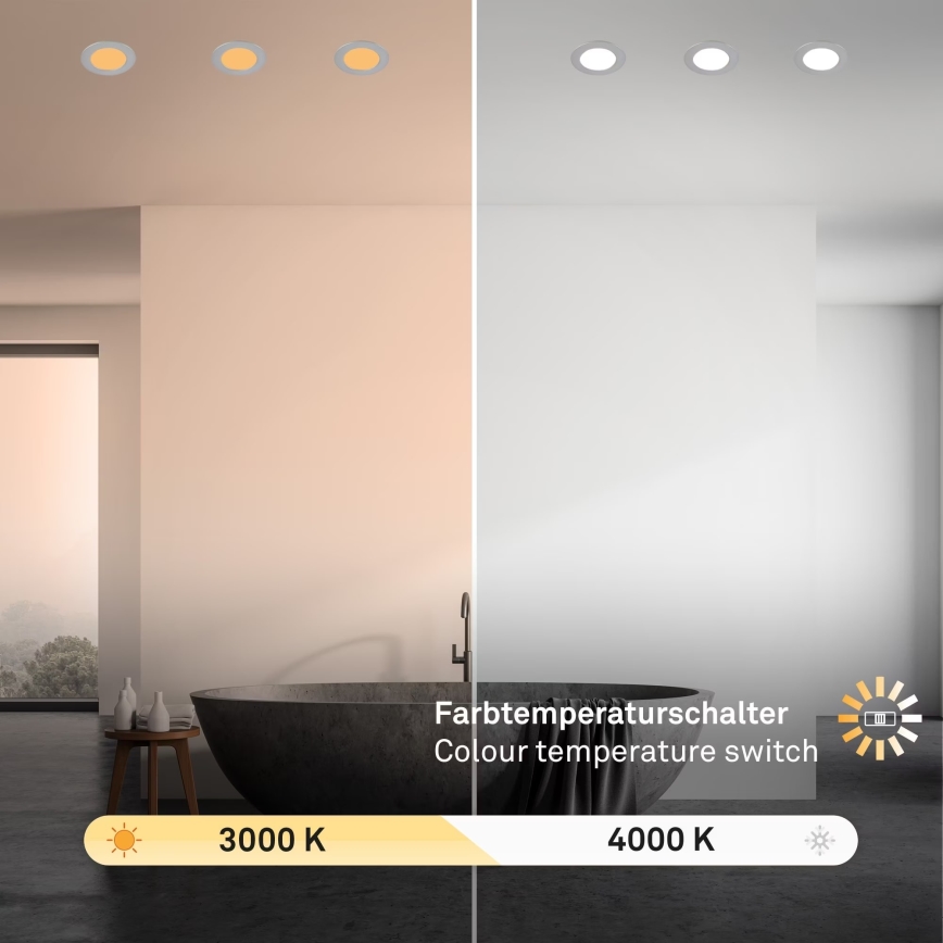 Brilo - SADA 3x LED Koupelnové podhledové svítidlo LED/4W/230V IP44 3000/4000K stříbrná