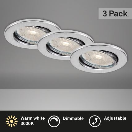 Brilo - SADA 3x LED Stmívatelné koupelnové podhledové svítidlo DIMM LED/5,5W/230V IP23 matný chrom