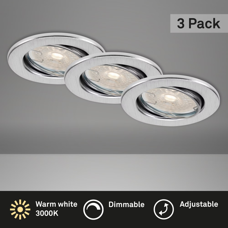 Brilo - SADA 3x LED Stmívatelné koupelnové podhledové svítidlo DIMM LED/5,5W/230V IP23 matný chrom