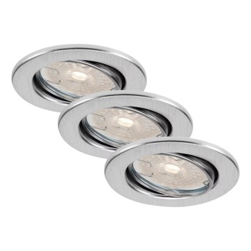 Brilo - SADA 3x LED Stmívatelné koupelnové podhledové svítidlo DIMM LED/5,5W/230V 3000K IP23 matný chrom