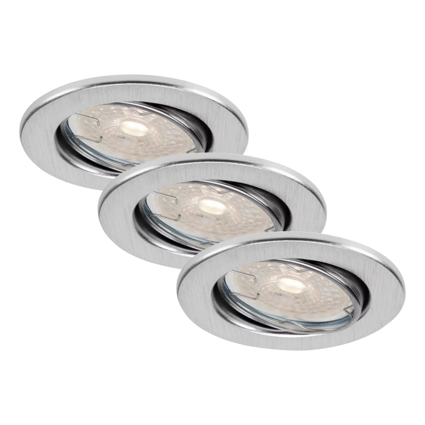 Brilo - SADA 3x LED Stmívatelné koupelnové podhledové svítidlo DIMM LED/5,5W/230V IP23 matný chrom