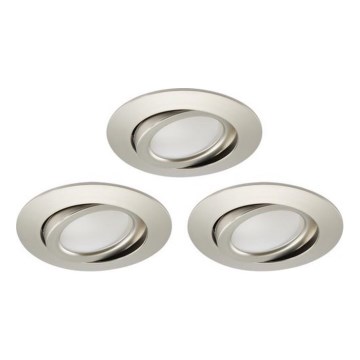 Brilo - SADA 3x LED Stmívatelné koupelnové podhledové svítidlo LED/5W/230V IP23 matný chrom