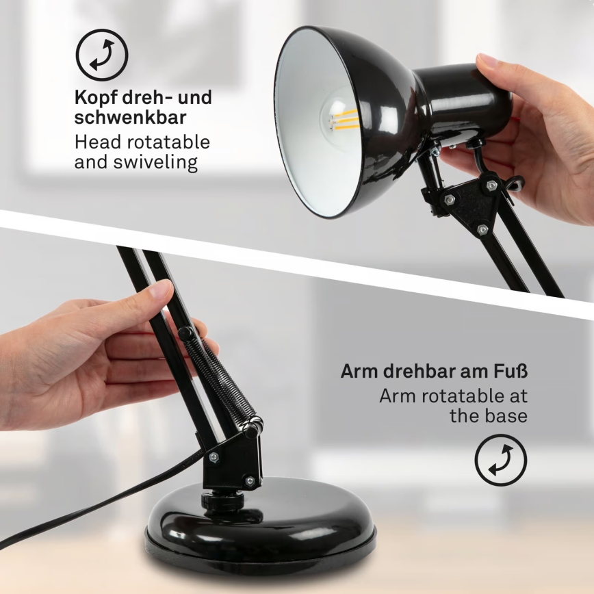 Brilo - Stolní lampa PIXA 1xE14/25W/230V černá