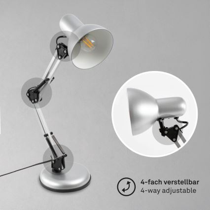 Brilo - Stolní lampa PIXA 1xE14/25W/230V stříbrná