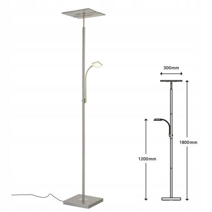 Briloner 1328-022 - LED Stmívatelná stojací lampa LED/21W/230V + LED/3,5W matný chrom