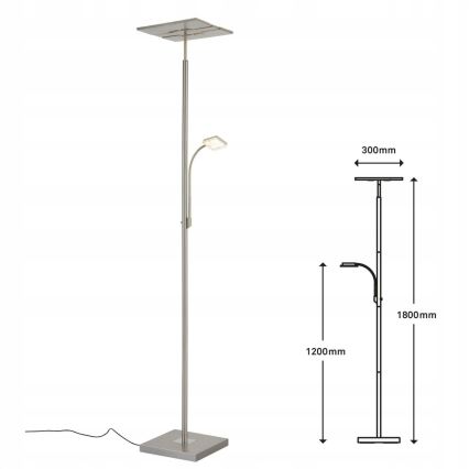 Briloner 1328-022 - LED Stmívatelná stojací lampa LED/21W/230V + LED/3,5W matný chrom