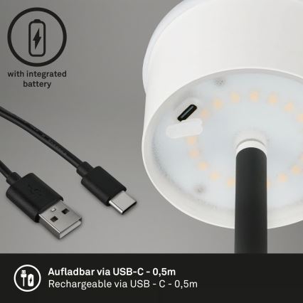 Briloner 1438015 - LED Stmívatelná stojací lampa KIKI LED/4,3W/5V IP44 2600 mAh černá