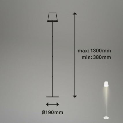 Briloner 1438016 - LED Stmívatelná dotyková stojací lampa 3v1 LED/3,5W/5V IP44 3000K 38-130 cm bílá