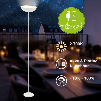 Briloner 1500016 - LED Stmívatelná stojací lampa ESTATE LED/8W/5V 4000 mAh bílá