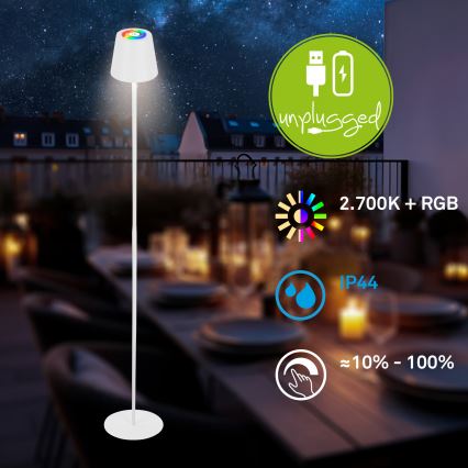 Briloner 1507016 - LED Stmívatelná stojací lampa KIKI LED/4,3W/5V IP44 2600 mAh bílá
