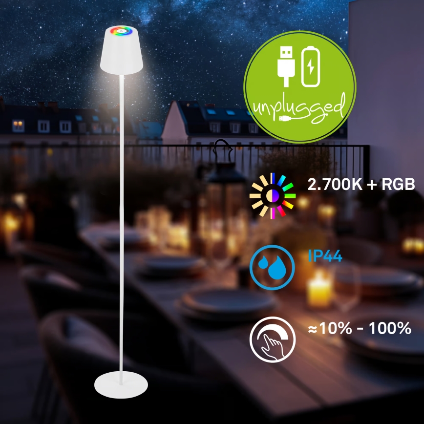 Briloner 1507016 - LED Stmívatelná stojací lampa KIKI LED/4,3W/5V IP44 2600 mAh bílá