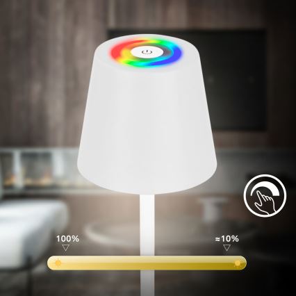 Briloner 1507016 - LED Stmívatelná stojací lampa KIKI LED/4,3W/5V IP44 2600 mAh bílá