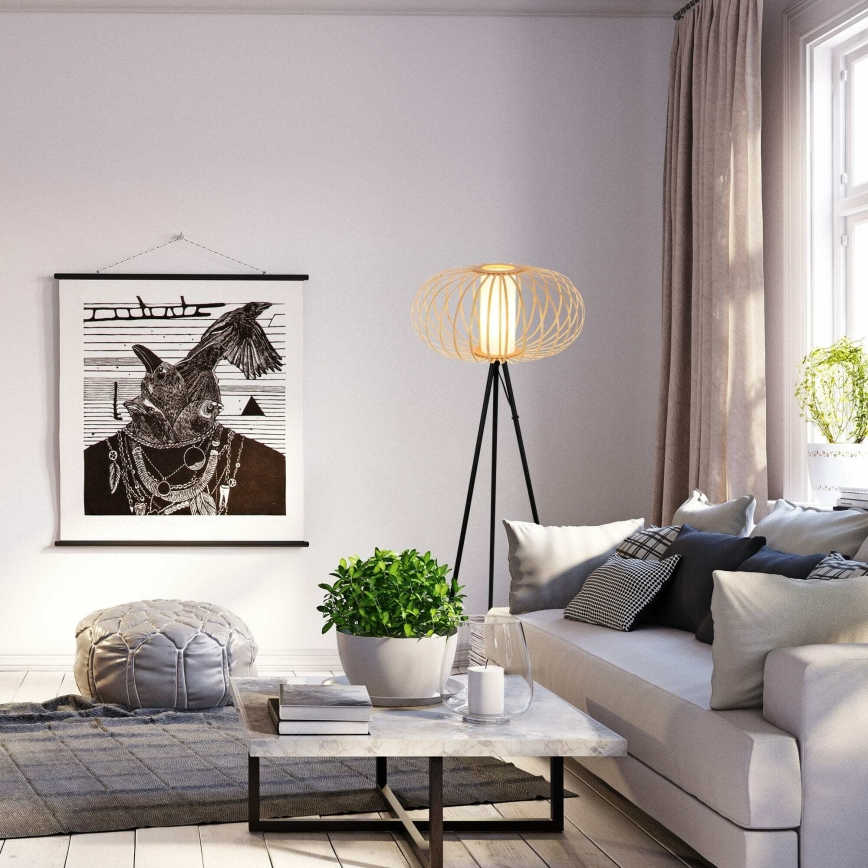 Briloner 1759011 - Stojací lampa 1xE27/10W/230V bambus/černá