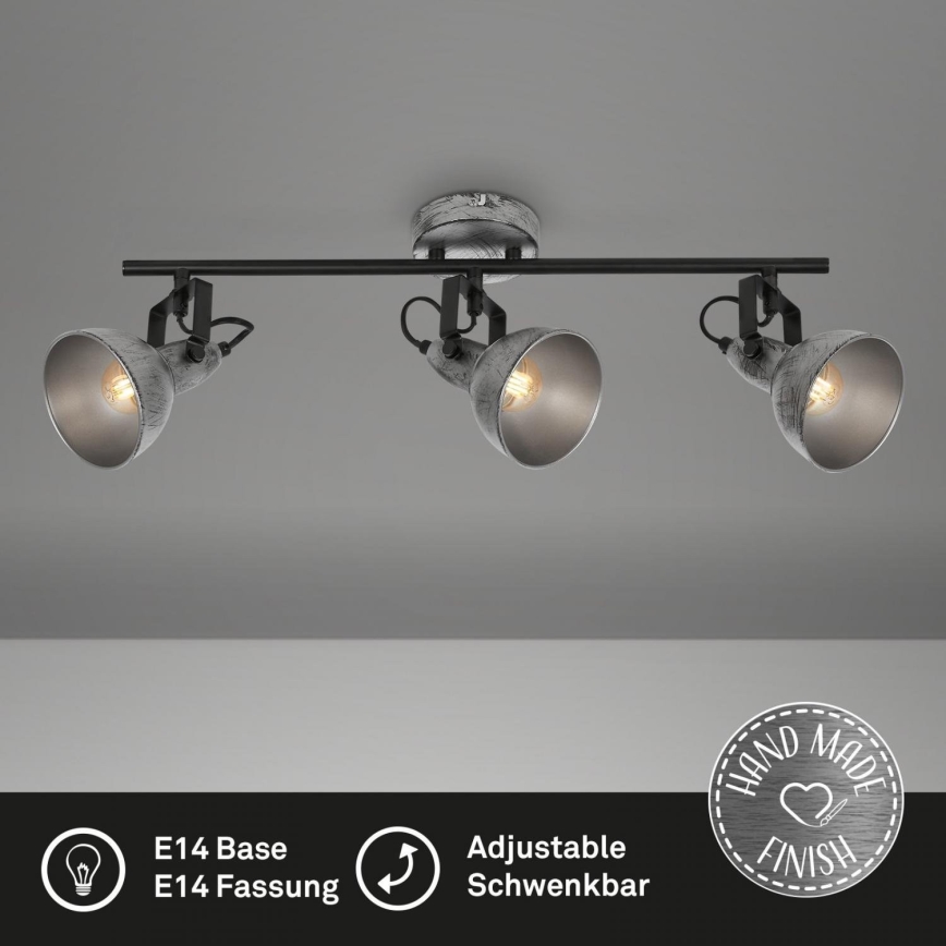 Briloner 2049-034 - Bodové svítidlo RETRO 3xE14/40W/230V šedá