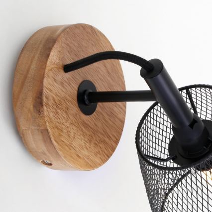 Briloner 2077-015 - Nástěnné svítidlo WOOD & STYLE 1xE14/25W/230V kaučukovník