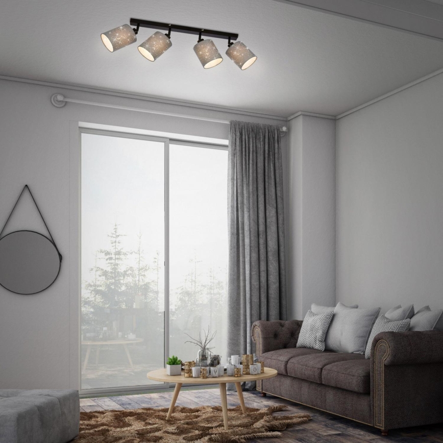 Briloner 2078-044 - Bodové svítidlo SPOTLIGHT 4xE27/25W/230V šedá/černá