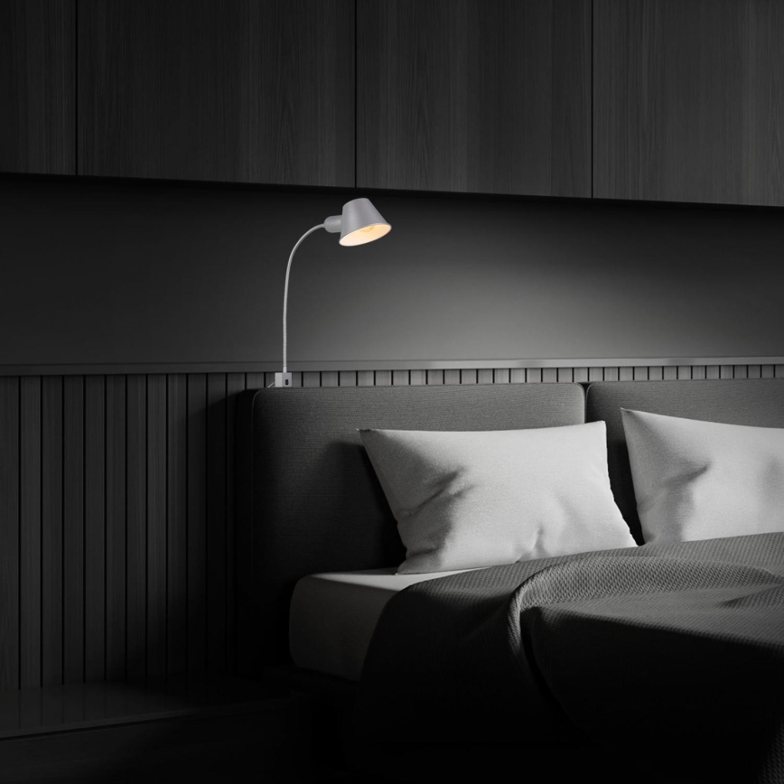 Briloner 2079-014 - Nástěnná flexibilní lampa 1xE27/10W/230V stříbrná