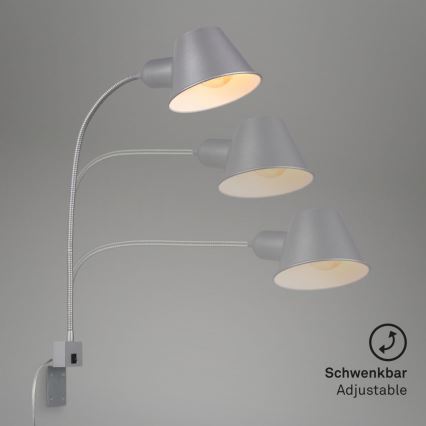 Briloner 2079-014 - Nástěnná flexibilní lampa 1xE27/10W/230V stříbrná
