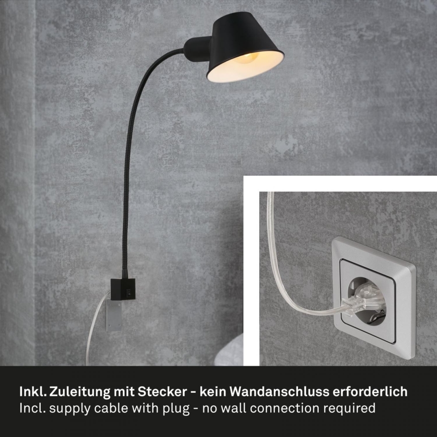 Briloner 2079-015 - Nástěnná flexibilní lampa 1xE27/10W/230V černá