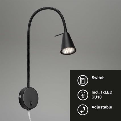 Briloner 2082-015 - LED Nástěnná lampa COMFORT LIGHT 1xGU10/5W/230V černá
