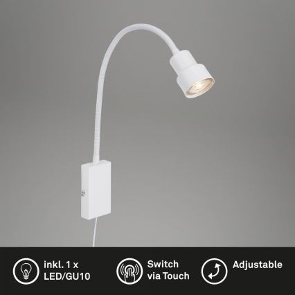 Briloner 2085-016 - LED Dotyková nástěnná lampa TUSI 1xGU10/5W/230V bílá