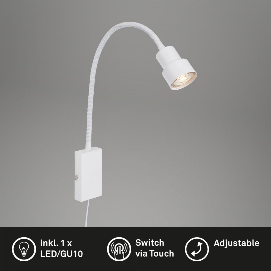 Briloner 2085-016 - LED Dotyková nástěnná lampa TUSI 1xGU10/5W/230V bílá