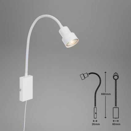 Briloner 2085-016 - LED Dotyková nástěnná lampa TUSI 1xGU10/5W/230V bílá