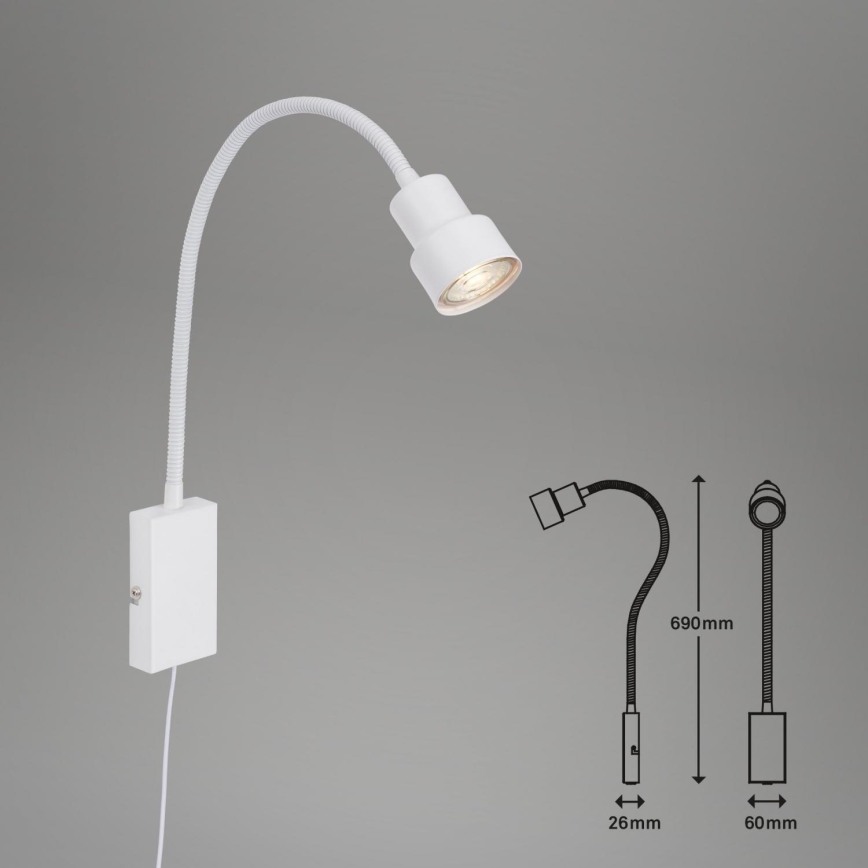 Briloner 2085-016 - LED Dotyková nástěnná lampa TUSI 1xGU10/5W/230V bílá