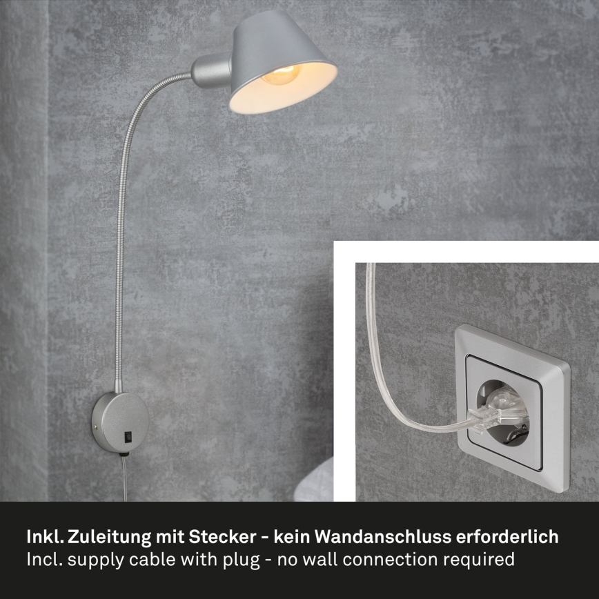 Briloner 2089-014 - Nástěnná lampa 1xE27/10W/230V matný chrom