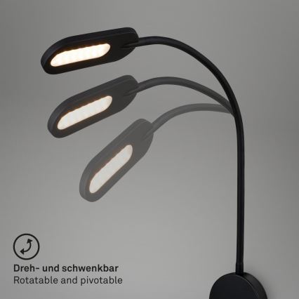 Briloner 2177015 - LED Stmívatelná flexibilní nástěnná lampa LED/6W/230V černá