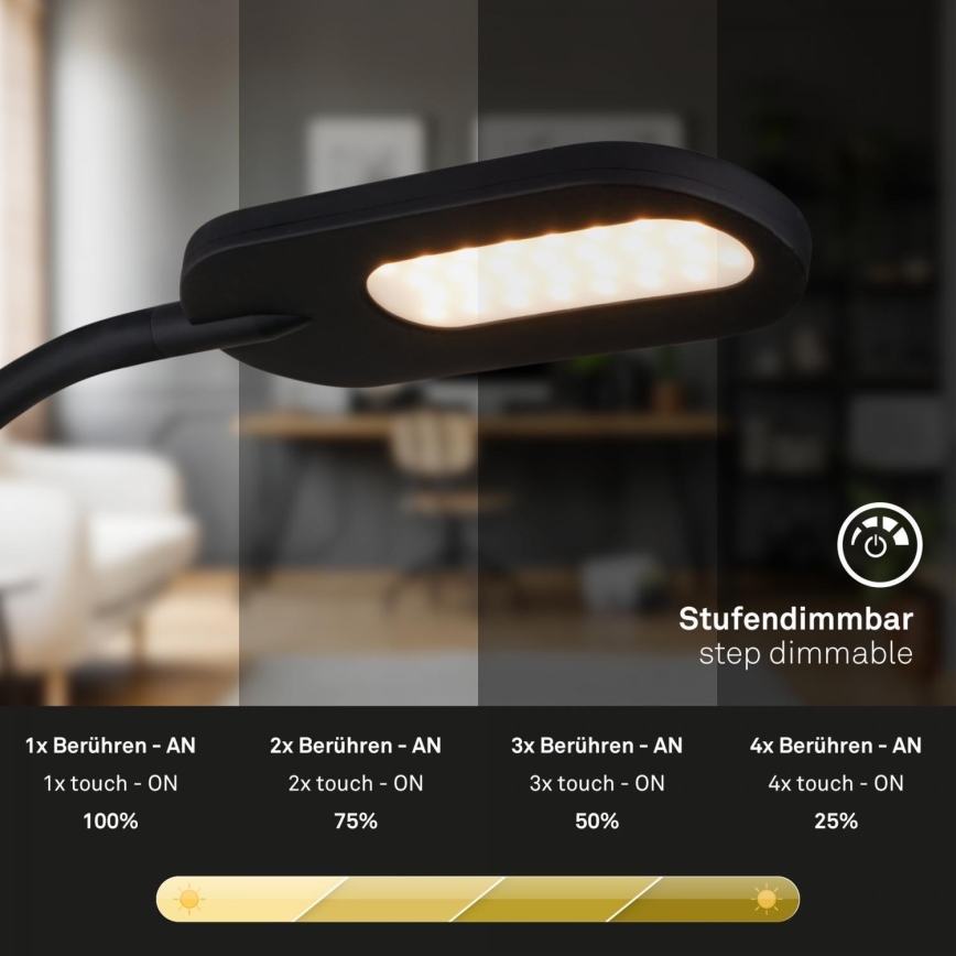 Briloner 2177015 - LED Stmívatelná flexibilní nástěnná lampa LED/6W/230V černá