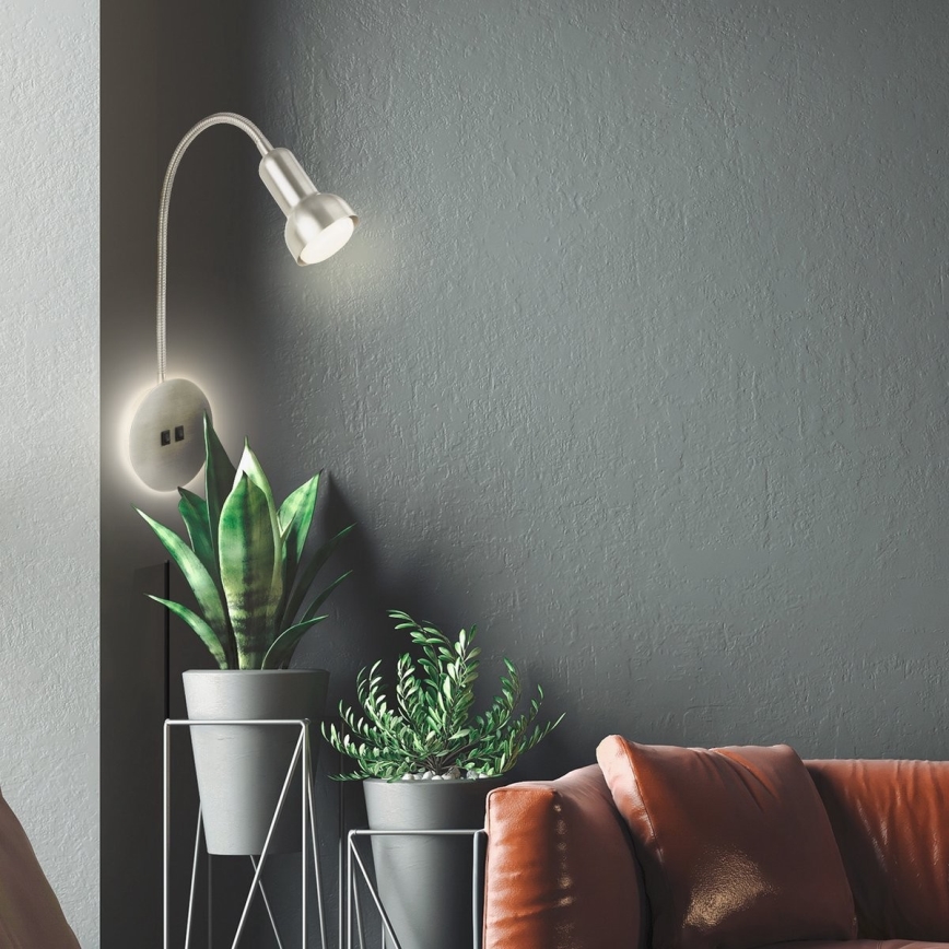 Briloner 2178012 - LED Nástěnná flexibilní lampa 1xE14/10W/230V + LED/3W matný chrom