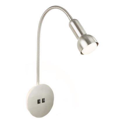 Briloner 2178012 - LED Nástěnná flexibilní lampa 1xE14/10W/230V + LED/3W matný chrom