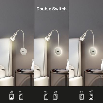 Briloner 2178012 - LED Nástěnná flexibilní lampa 1xE14/10W/230V + LED/3W matný chrom
