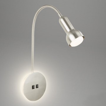 Briloner 2178012 - LED Nástěnná flexibilní lampa 1xE14/10W/230V + LED/3W matný chrom