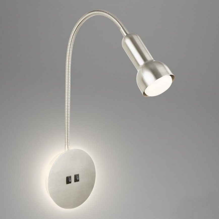 Briloner 2178012 - LED Nástěnná flexibilní lampa 1xE14/10W/230V + LED/3W matný chrom
