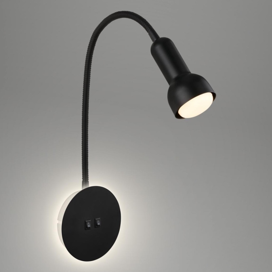 Briloner 2178015 - LED Nástěnná flexibilní lampa 1xE14/10W/230V + LED/3W černá