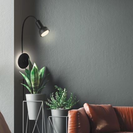 Briloner 2178015 - LED Nástěnná flexibilní lampa 1xE14/10W/230V + LED/3W černá