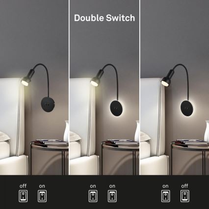 Briloner 2178015 - LED Nástěnná flexibilní lampa 1xE14/10W/230V + LED/3W černá