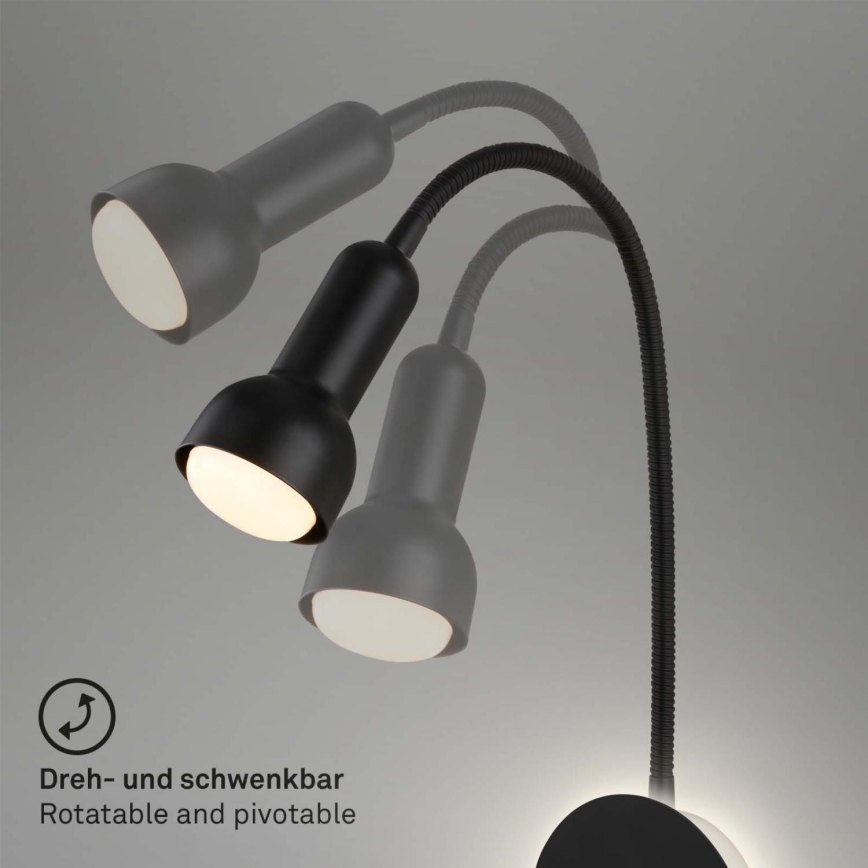 Briloner 2178015 - LED Nástěnná flexibilní lampa 1xE14/10W/230V + LED/3W černá