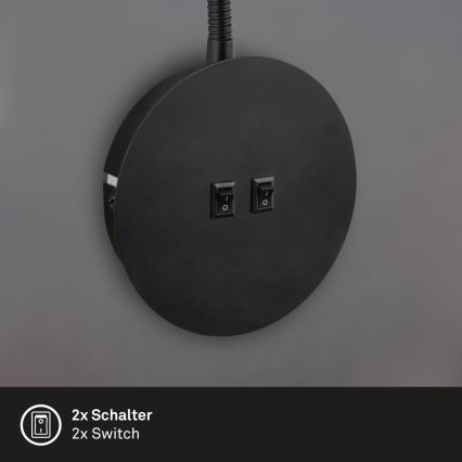Briloner 2178015 - LED Nástěnná flexibilní lampa 1xE14/10W/230V + LED/3W černá