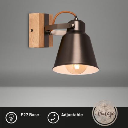 Briloner 2406-014 - Nástěnné bodové svítidlo RETRO 1xE27/40W/230V hnědá