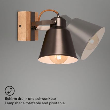 Briloner 2406-014 - Nástěnné bodové svítidlo RETRO 1xE27/40W/230V hnědá