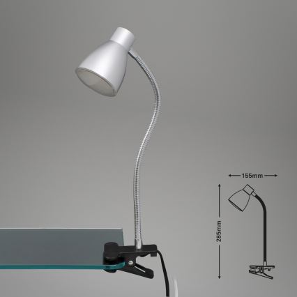 Briloner 2615-014P - LED Lampa s klipem GRIP LED/2,5W/230V stříbrná