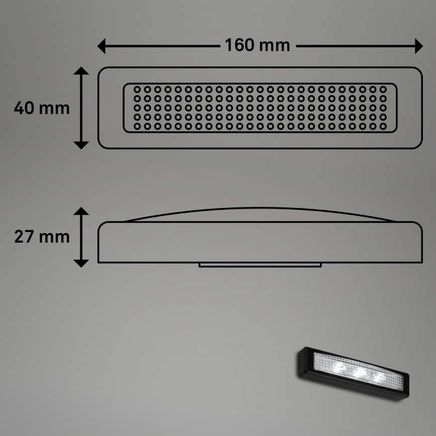 Briloner 2689-035 - LED Dotykové orientační svítidlo LERO LED/0,18W/3xAAA černá
