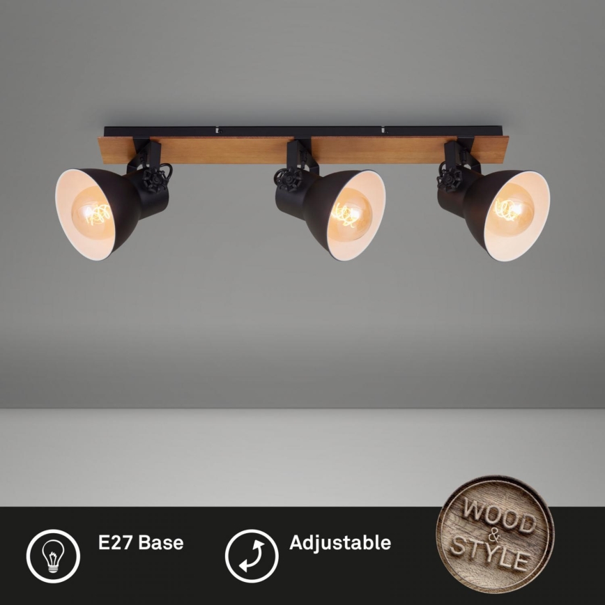 Briloner 2742-035 - Bodové svítidlo SPOTLIGHT 3xE27/40W/230V černá/hnědá